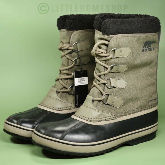 NWT! Sorel Men's 1964 PAC Nylon Waterproof Boot, Sage, Dark Moss Green, Size 11 - Picture 1 of 7